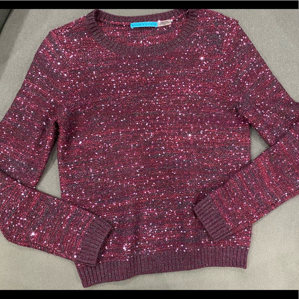 Alice + Olivia Macy Marled Sweater Sequin-Medium
